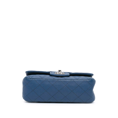 Blue Chanel Mini Rectangular Classic Caviar Single Flap Crossbody Bag