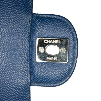Blue Chanel Mini Rectangular Classic Caviar Single Flap Crossbody Bag