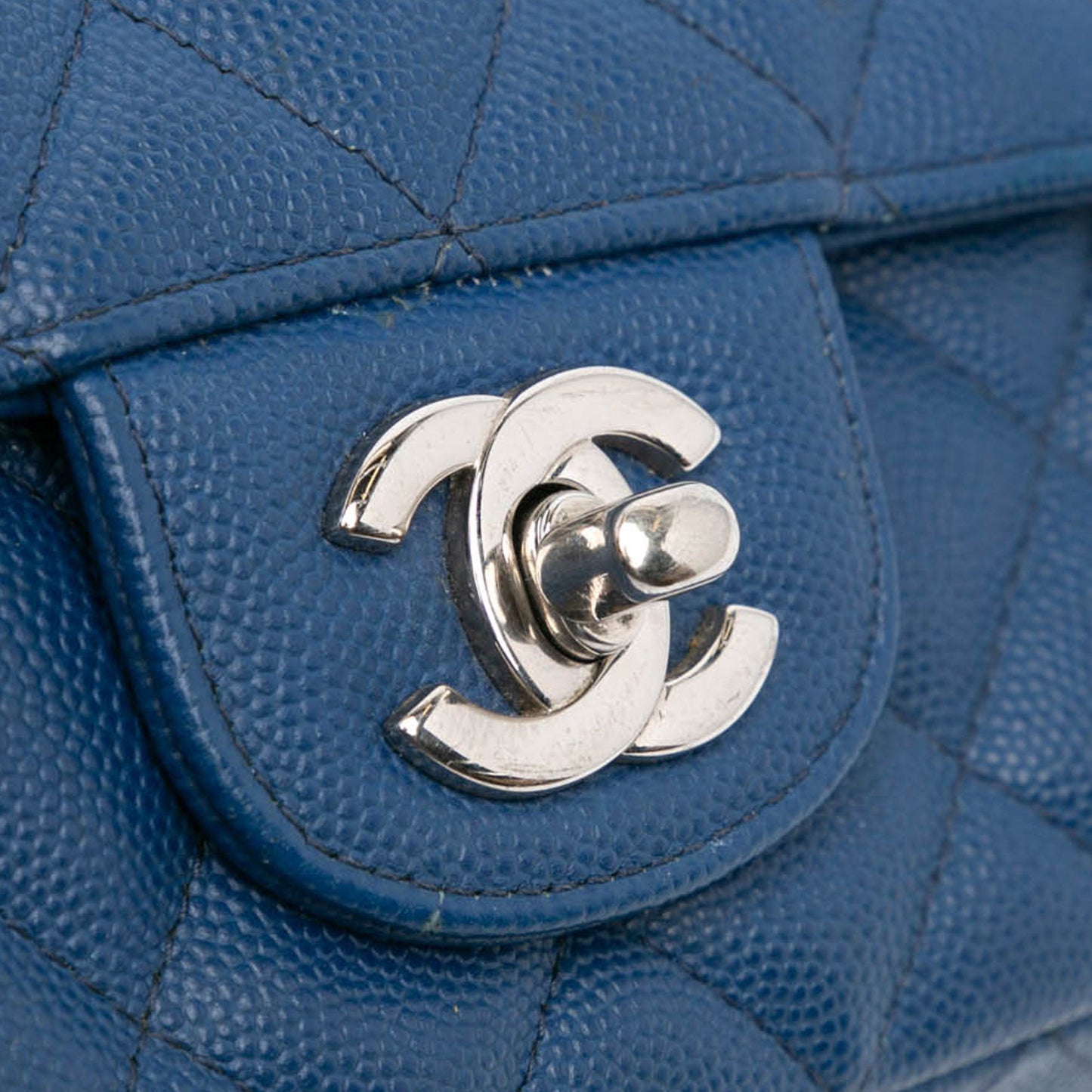 Blue Chanel Mini Rectangular Classic Caviar Single Flap Crossbody Bag
