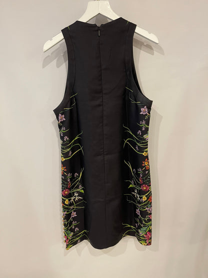 Gucci Black Silk Mini Floral Printed Dress with Gold Pearl Embellishments Size IT 38 (UK 6)