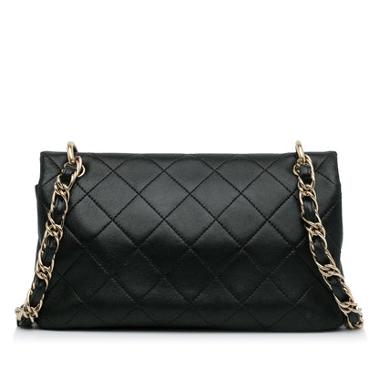 Black Chanel Large Lambskin Twist Chain Enamel CC Flap Crossbody Bag