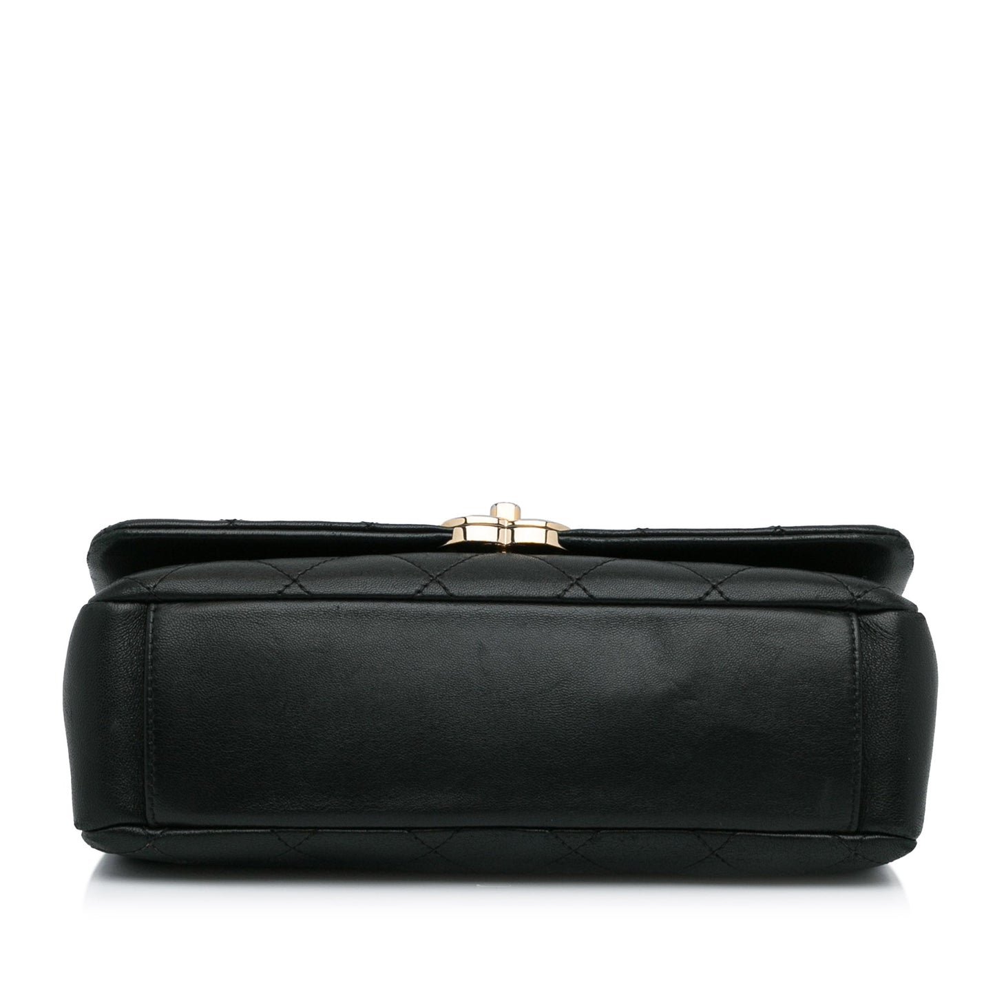 Black Chanel Large Lambskin Twist Chain Enamel CC Flap Crossbody Bag