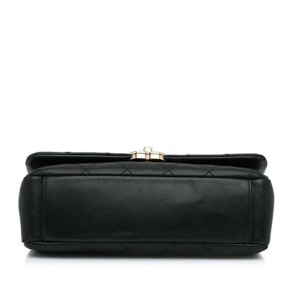 Black Chanel Large Lambskin Twist Chain Enamel CC Flap Crossbody Bag
