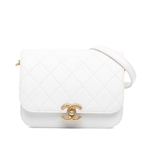 Chanel Sac CC Quilted Caviar Flap Crossbody