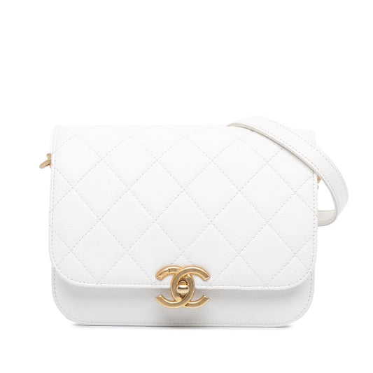 Chanel Sac CC Quilted Caviar Flap Crossbody