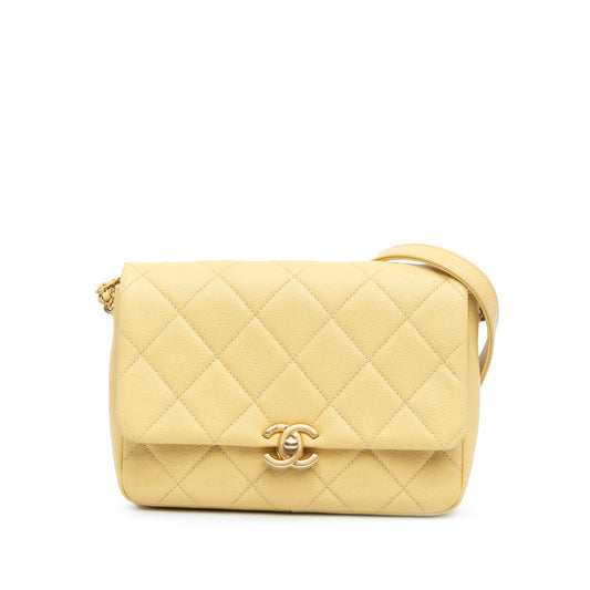 Chanel Sac Small Quilted Caviar Chain Melody Flap