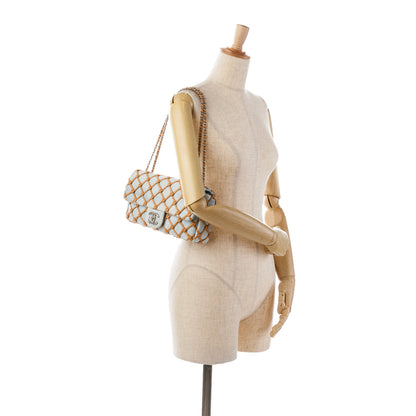 Blue Chanel Small Denim Canebiers Net Flap Shoulder Bag