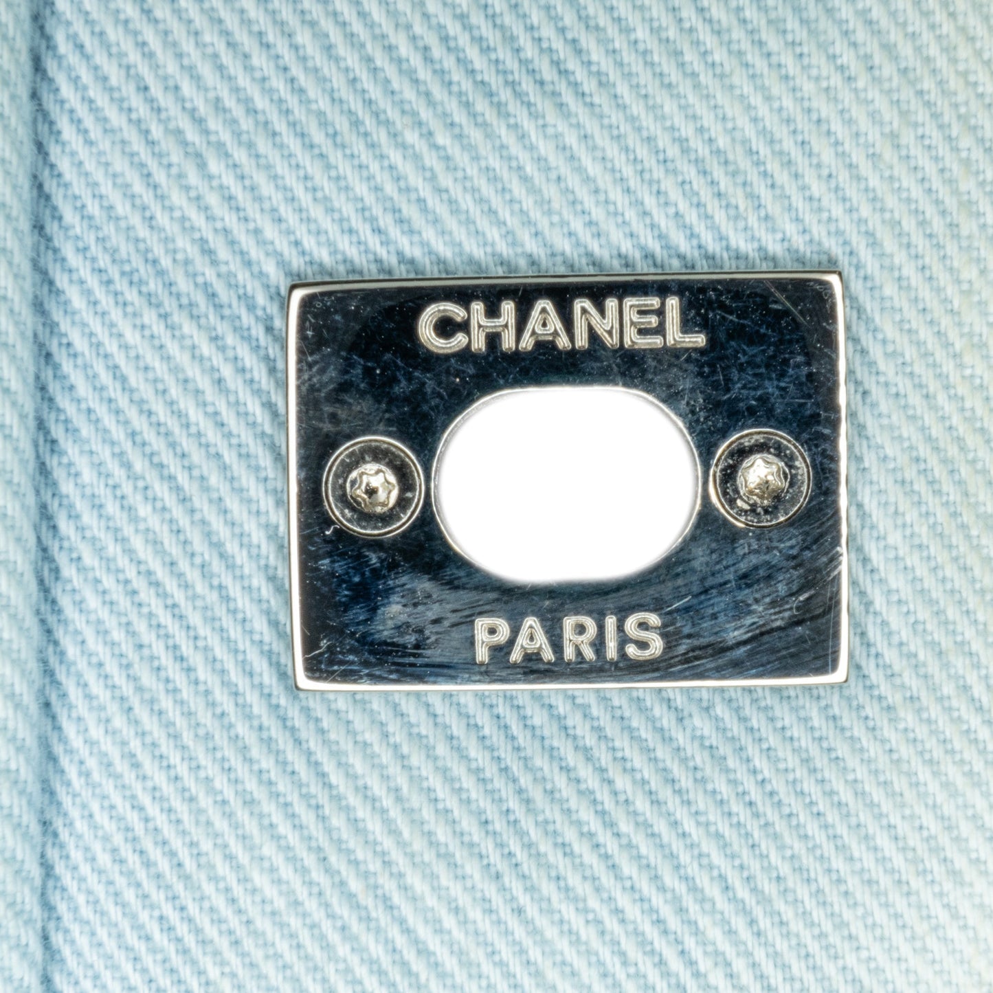 Blue Chanel Small Denim Canebiers Net Flap Shoulder Bag