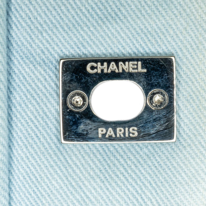 Blue Chanel Small Denim Canebiers Net Flap Shoulder Bag