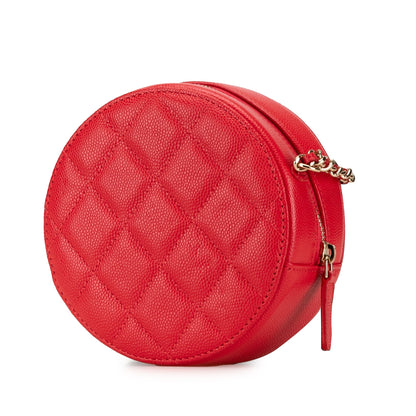 Chanel Sac Quilted Caviar Round Clutch With Chain