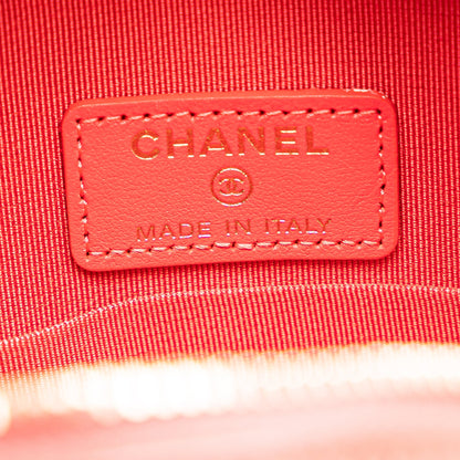 Chanel Sac Quilted Caviar Round Clutch With Chain