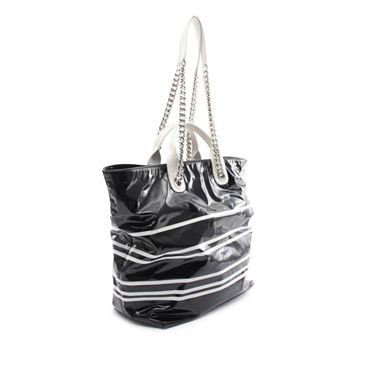 Black Chanel Coated Canvas La Pausa Bay Shopping Satchel