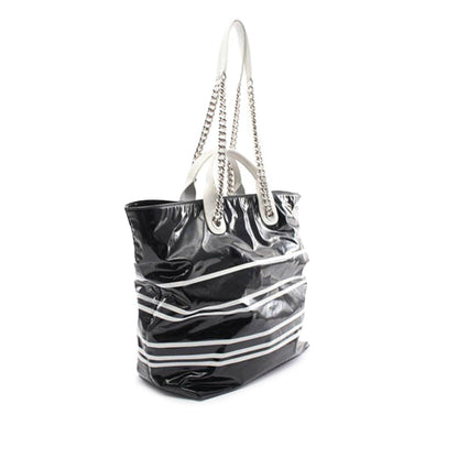 Black Chanel Coated Canvas La Pausa Bay Shopping Satchel