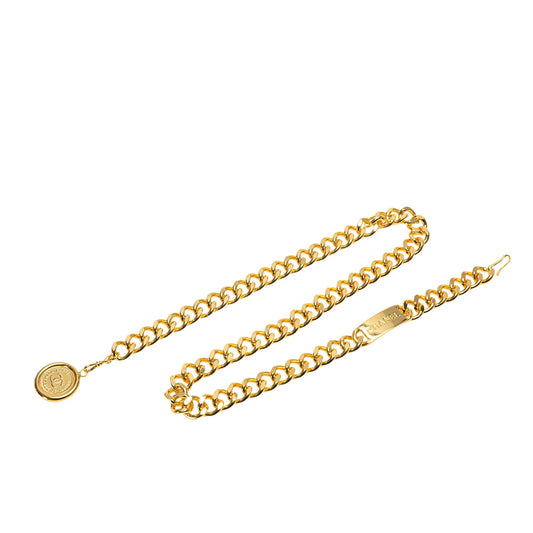 Gold Chanel Gold Plated Medallion Chain Belt