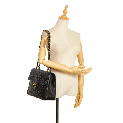 Black Chanel Maxi XL Classic Lambskin Single Flap Shoulder Bag