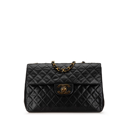 Black Chanel Maxi XL Classic Lambskin Single Flap Shoulder Bag