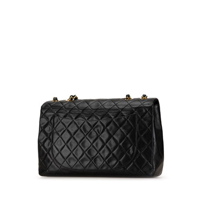 Black Chanel Maxi XL Classic Lambskin Single Flap Shoulder Bag