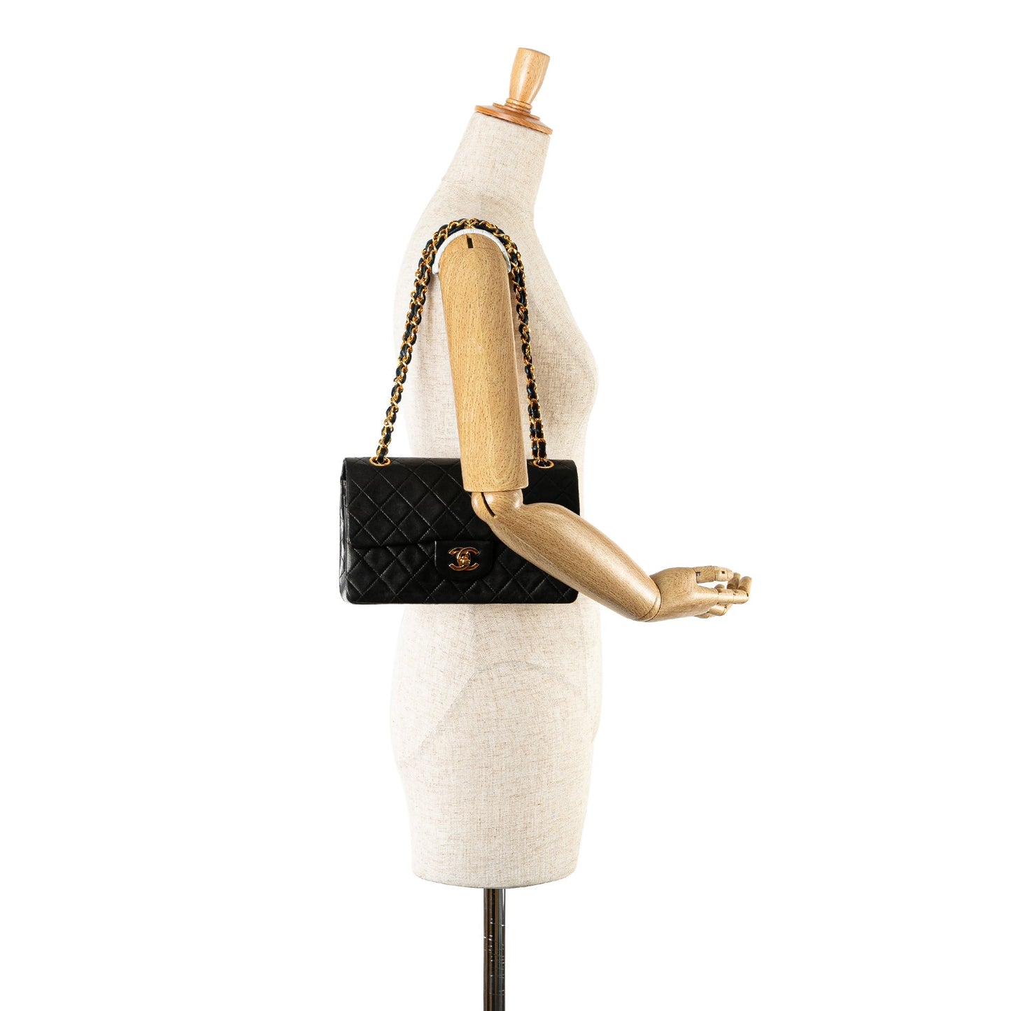 Black Chanel Small Classic Lambskin Double Flap Shoulder Bag
