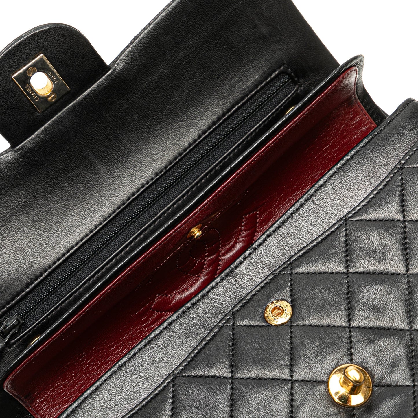Black Chanel Small Classic Lambskin Double Flap Shoulder Bag