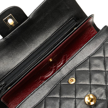 Black Chanel Small Classic Lambskin Double Flap Shoulder Bag