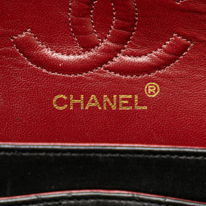Black Chanel Small Classic Lambskin Double Flap Shoulder Bag