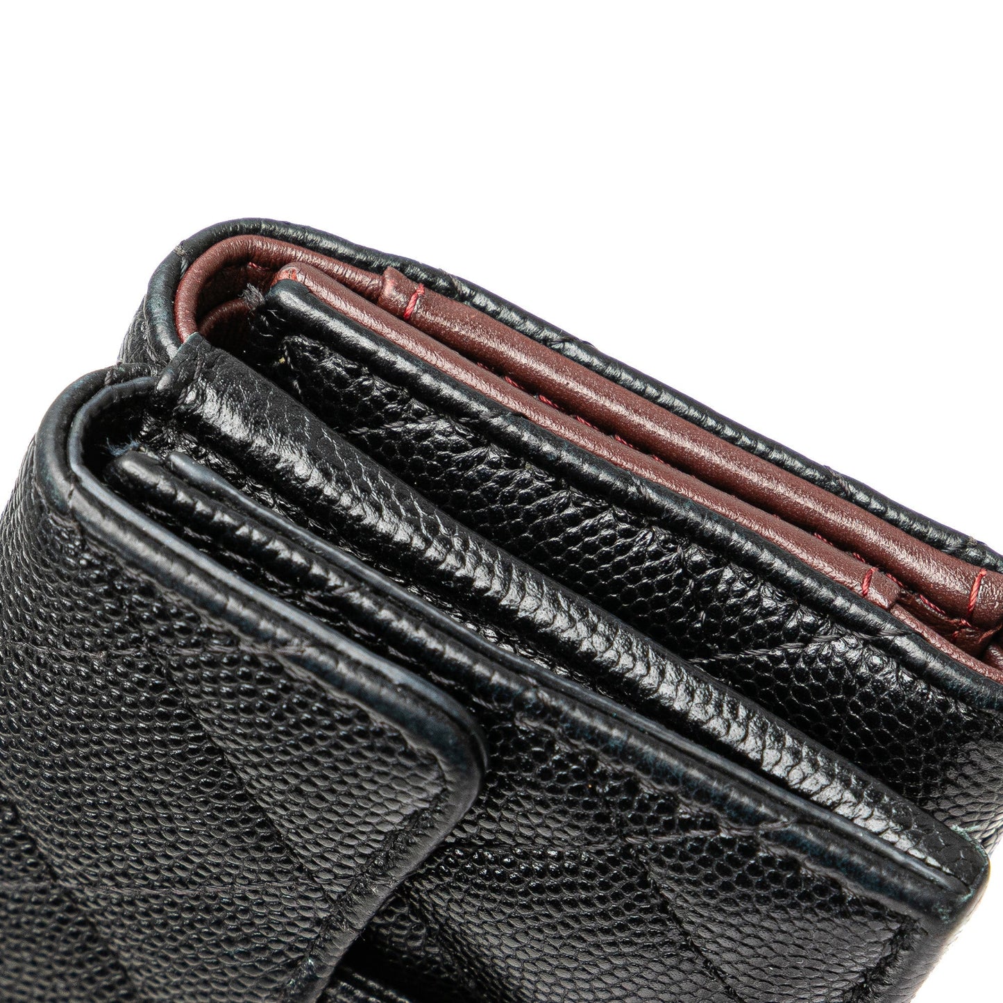 Black Chanel CC Quilted Caviar Trifold Wallet