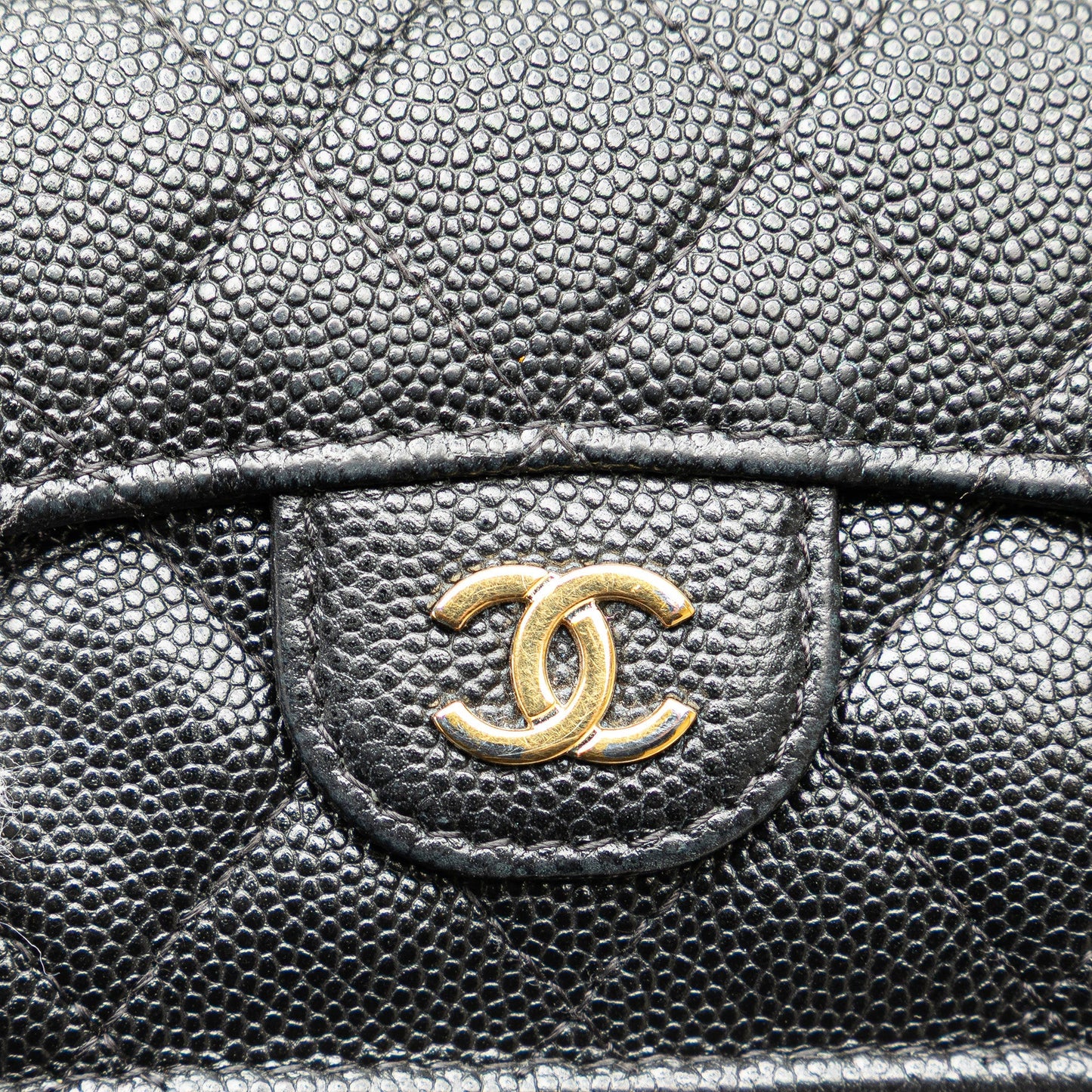 Black Chanel CC Quilted Caviar Trifold Wallet