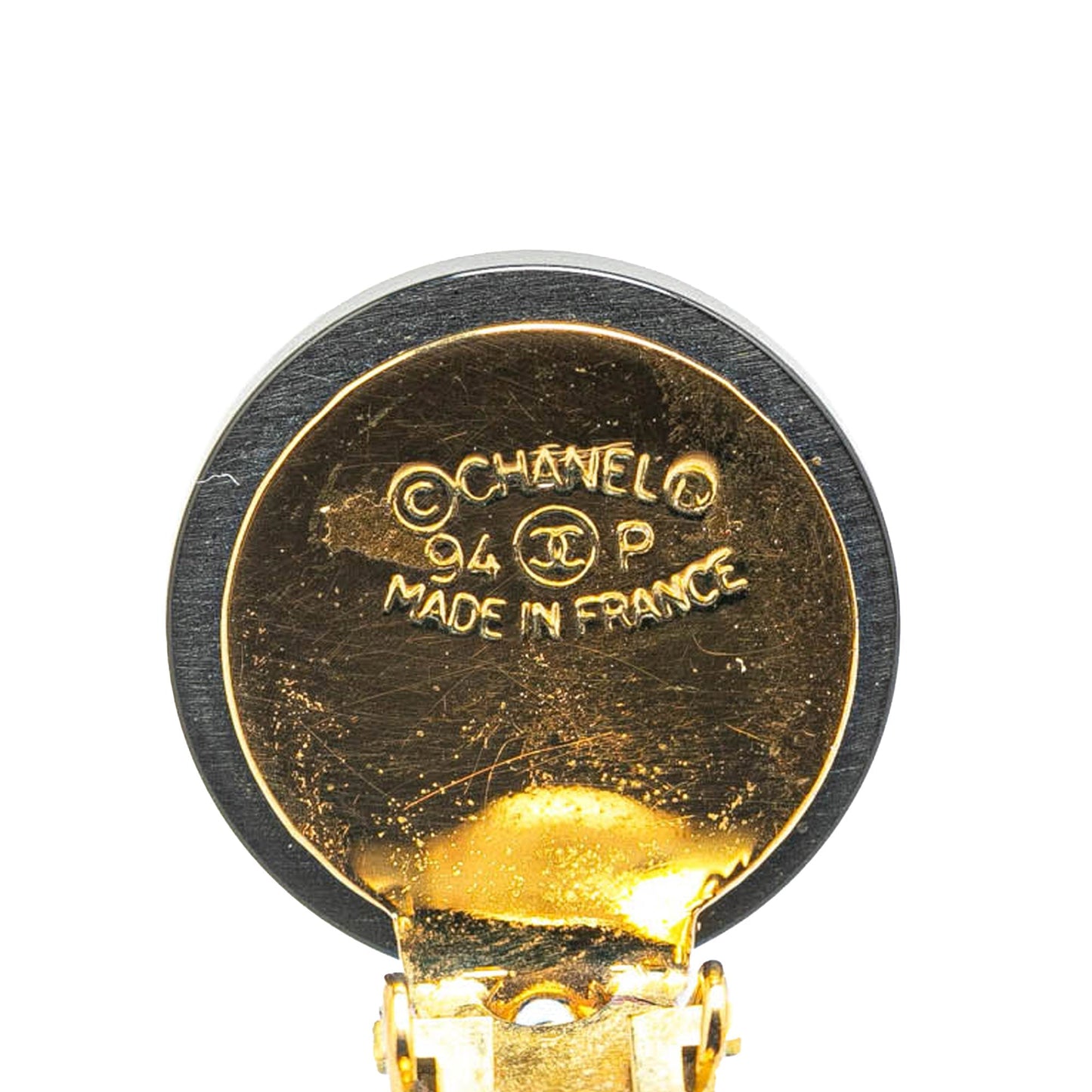 Black Chanel Gold Plated CC Drop Faux Pearl Clip On Earrings