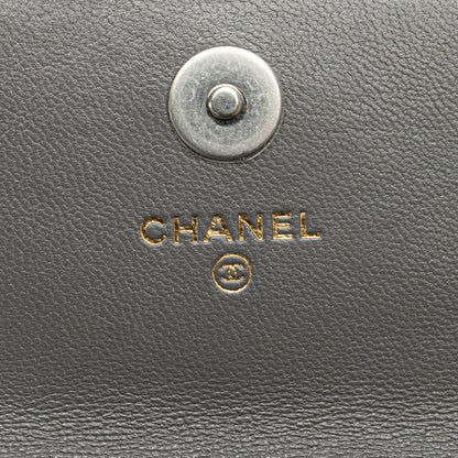 Gray Chanel Lambskin 19 Flap Coin Purse With Chain Crossbody Bag