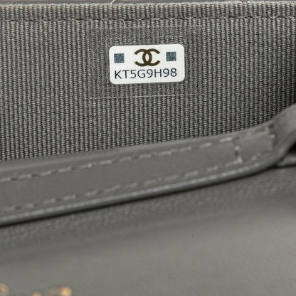 Gray Chanel Lambskin 19 Flap Coin Purse With Chain Crossbody Bag