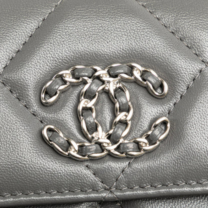 Gray Chanel Lambskin 19 Flap Coin Purse With Chain Crossbody Bag