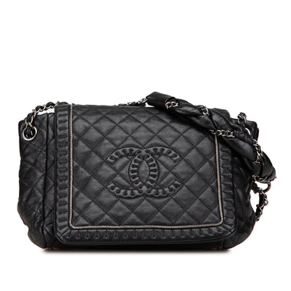 Black Chanel Small Quilted Calfskin Istanbul Accordion Flap Shoulder Bag