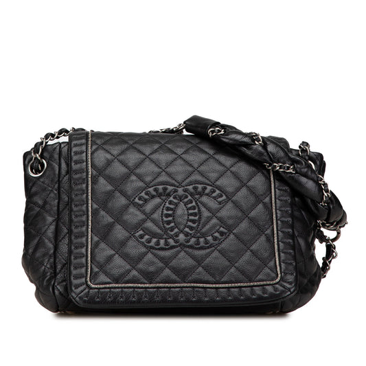 Black Chanel Small Quilted Calfskin Istanbul Accordion Flap Shoulder Bag