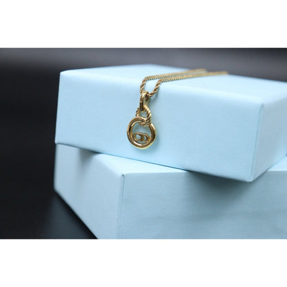 Good ( Rank AB) Dior CD Necklace Gold Plated VT25030126