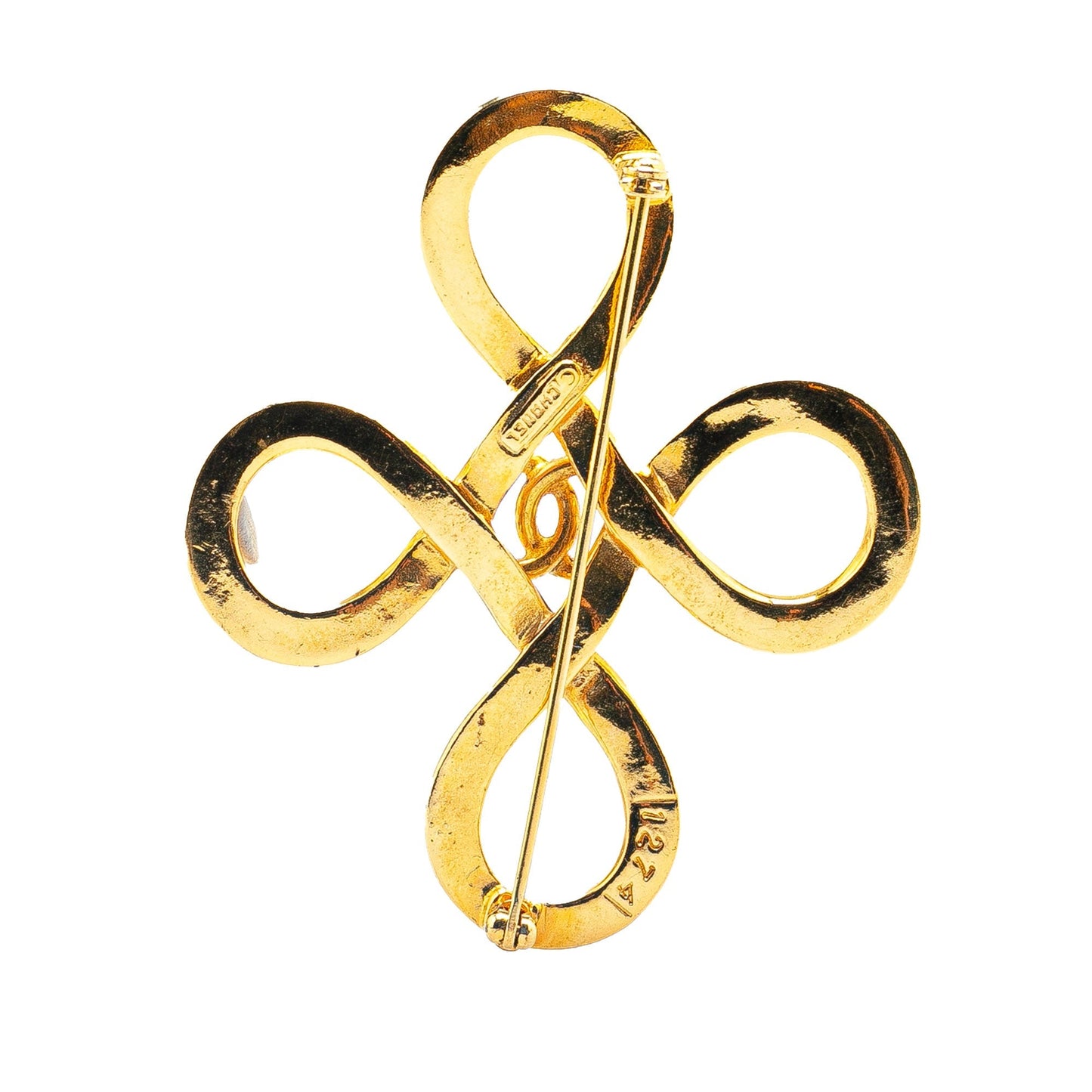 Gold Chanel Gold Plated CC Infinity Brooch