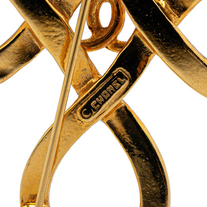 Gold Chanel Gold Plated CC Infinity Brooch