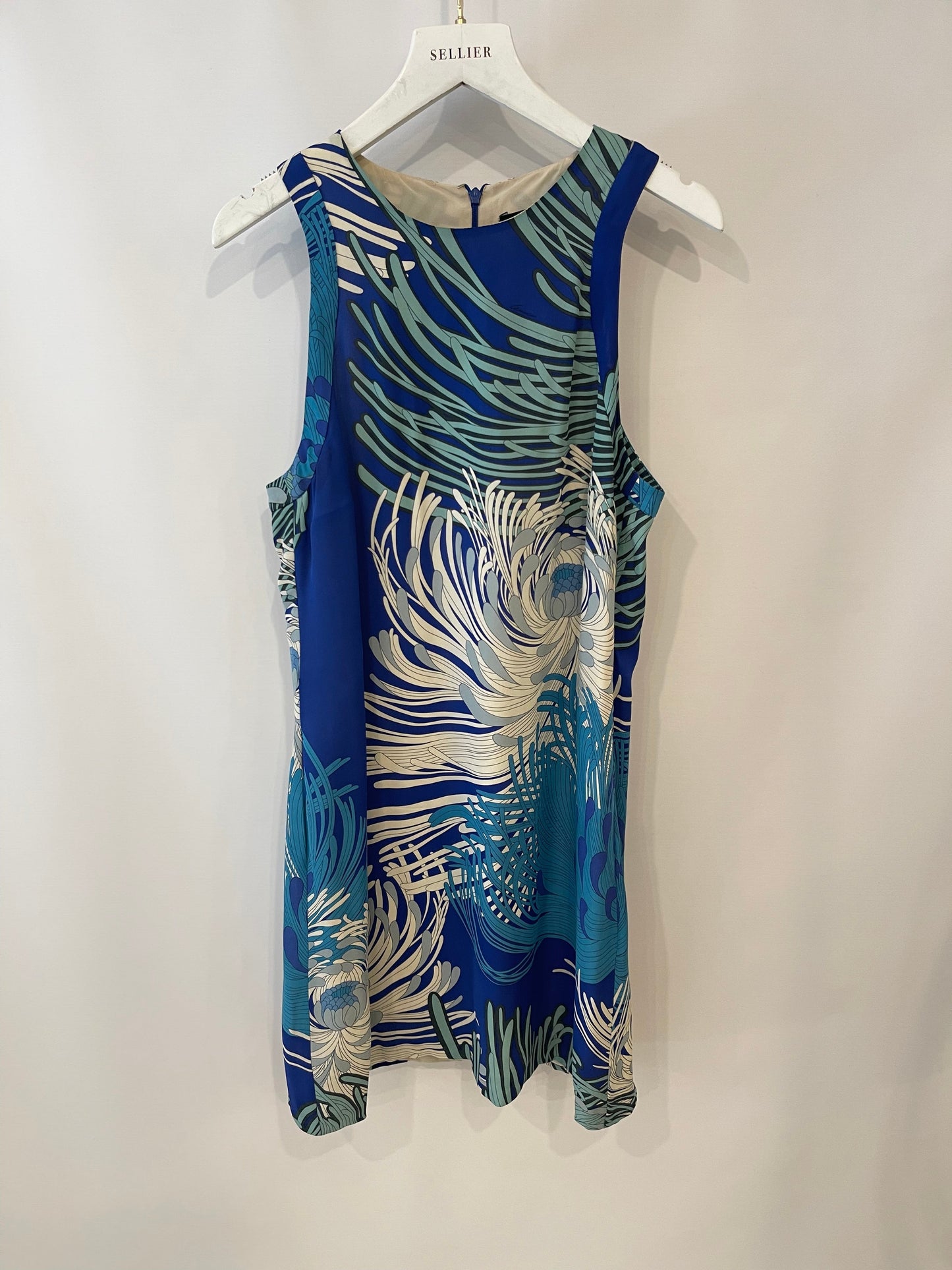 Gucci Blue Silk Printed Mini Sleeveless Dress Size IT 38 (UK 6)