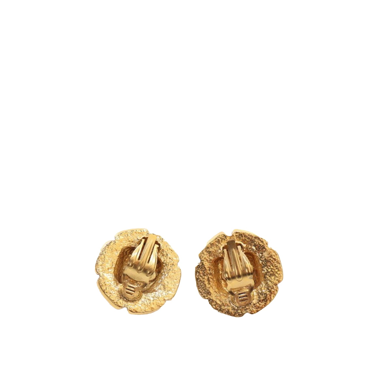 Gold Chanel Gold Plated Faux Pearl Flower Clip On Earrings