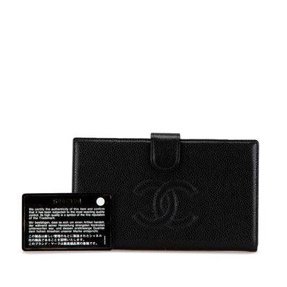 Black Chanel CC Caviar Long Wallet