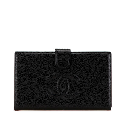 Black Chanel CC Caviar Long Wallet