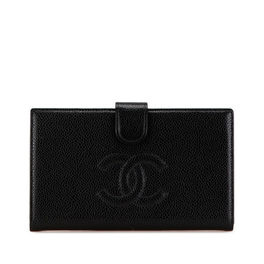 Black Chanel CC Caviar Long Wallet