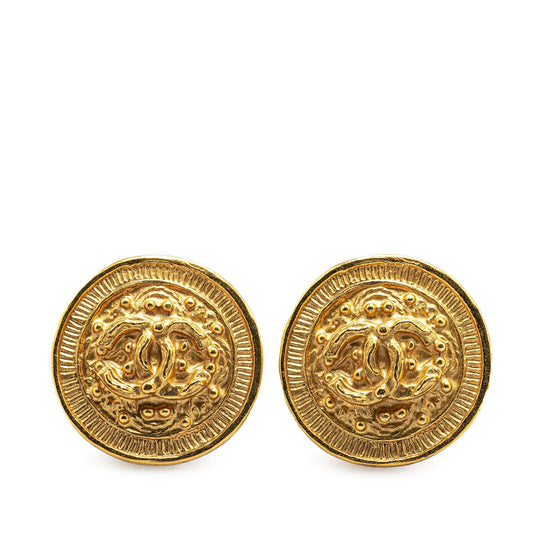 Gold Chanel Gold Plated CC Clip On Earrings
