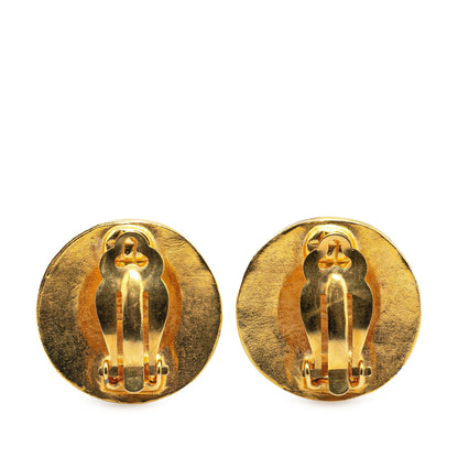 Gold Chanel Gold Plated CC Clip On Earrings