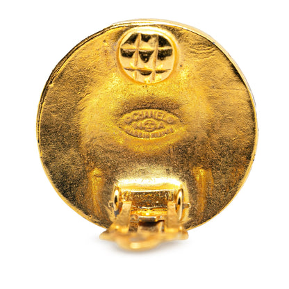 Gold Chanel Gold Plated CC Clip On Earrings