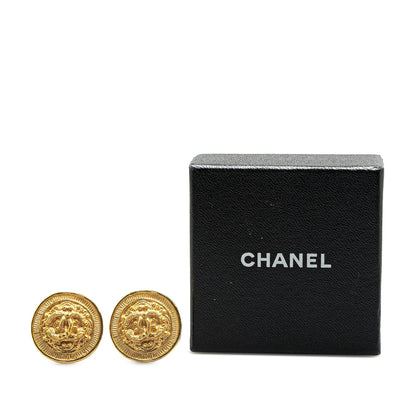 Gold Chanel Gold Plated CC Clip On Earrings
