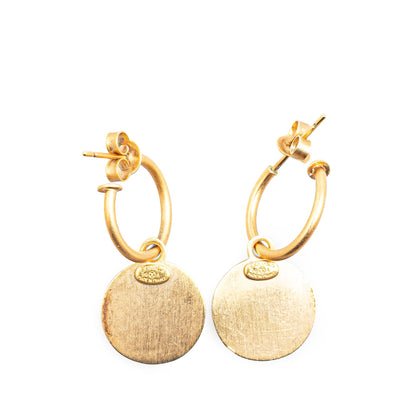 Gold Chanel Gold Plated Round Swing Push Back Earrings