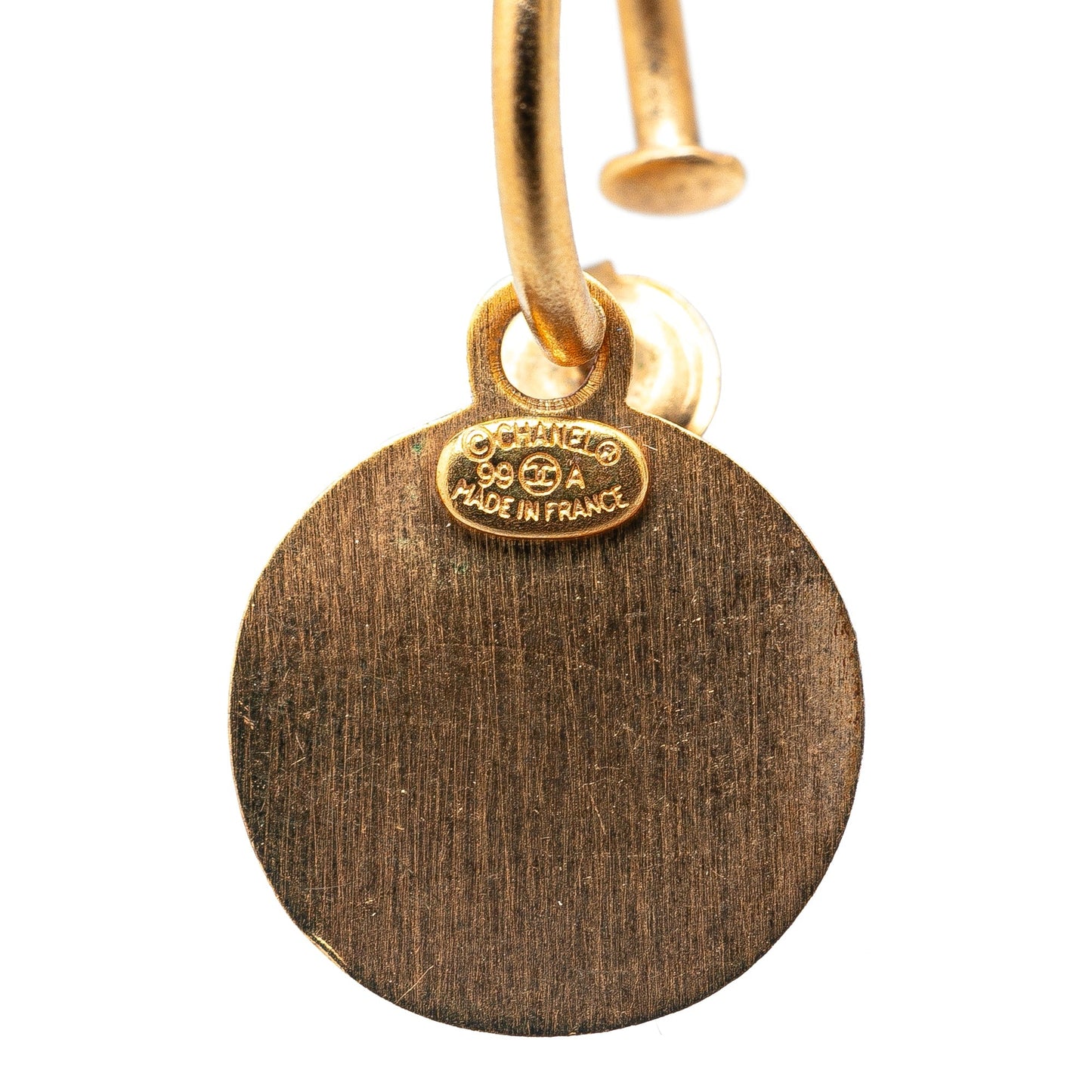 Gold Chanel Gold Plated Round Swing Push Back Earrings