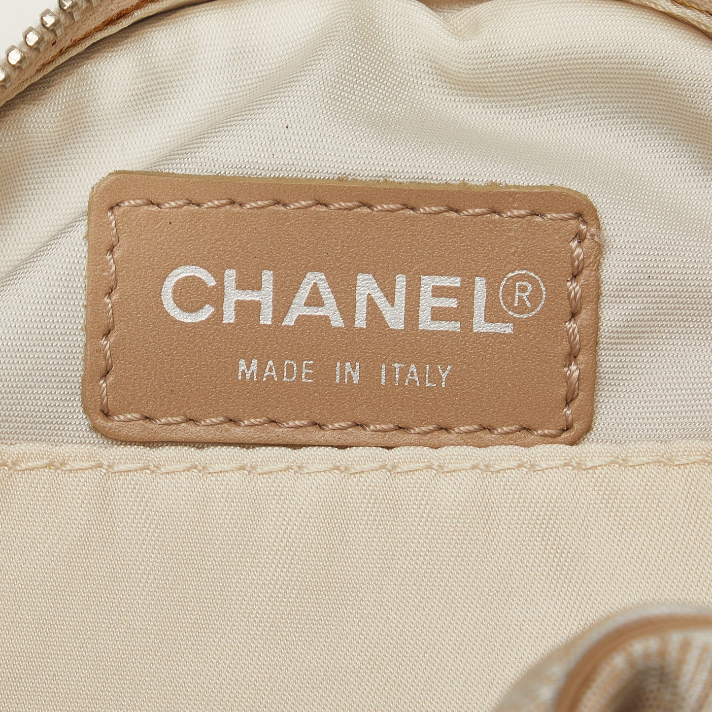 Beige Chanel New Travel Line Nylon Pouch