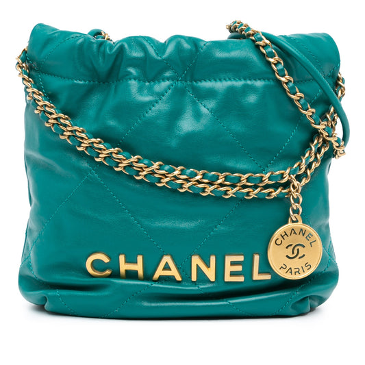 Chanel Sac Mini Shiny Calfskin 22 Handbag