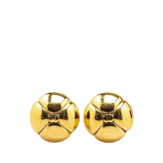 Gold Chanel Gold Plated CC Clip On Earrings